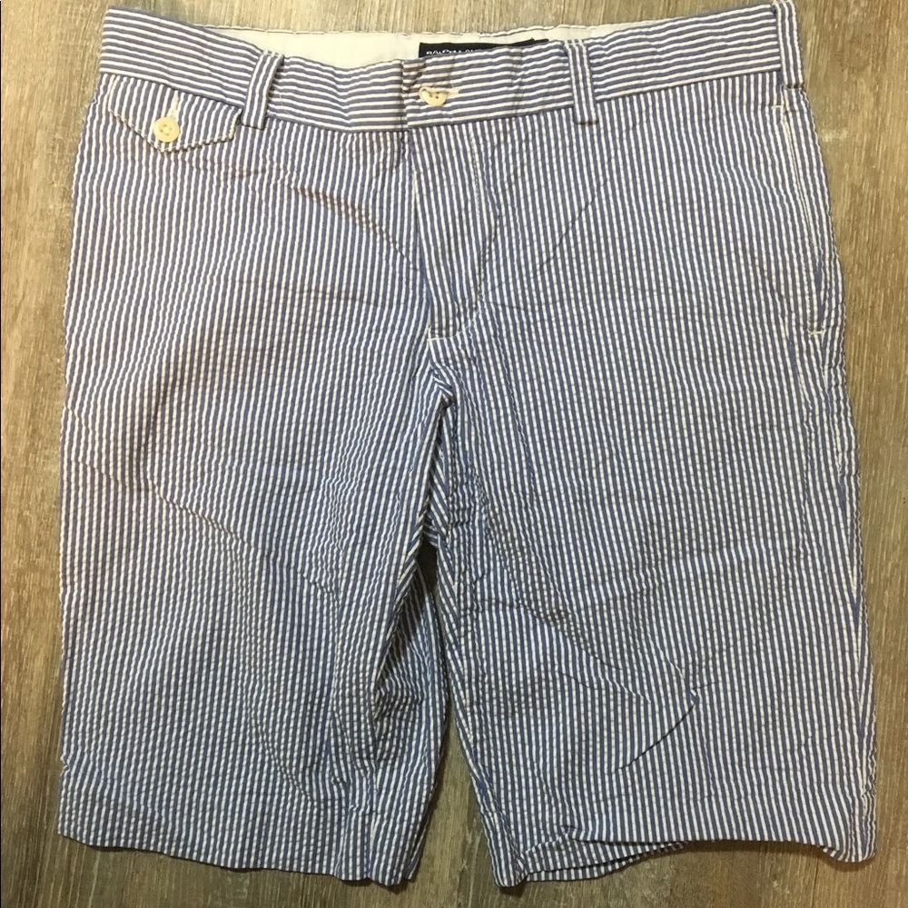 Ralph Lauren sport shorts 8 seersucker blue white